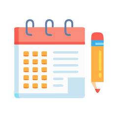 Poster - Calendar and pencil illustration representing planning and scheduling tasks