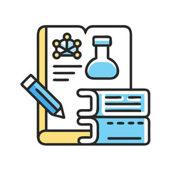Poster - Scientific Research Documentation with Book and Pencil Illustration