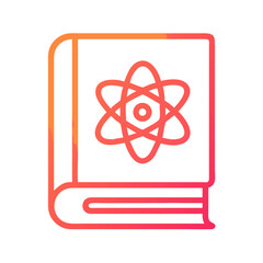 Poster - Science textbook with atom illustration in red orange gradient