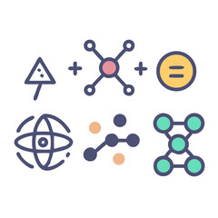 Poster - Flat vector illustration of interconnected symbols against black backdrop