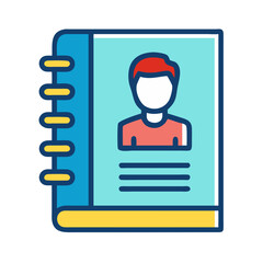 Poster - Cartoon contact book displaying user profile information flat illustration