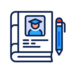 Poster - Graduation book with pen represents educational success concept