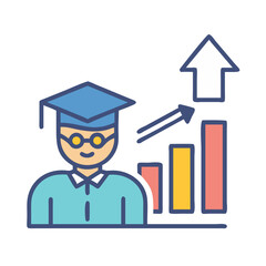 Poster - Graduate success with business growth on a flat design background