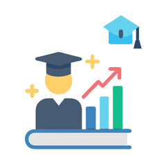 Poster - Academic achievement and progress illustrated with graduation and graph elements