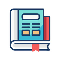 Poster - Stylized book icon with bookmark flat design vector illustration