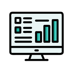 Aufkleber - Computer monitor displaying data analytics and graph information