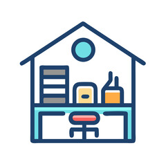 Poster - Home office icon illustration with table chair and shelve