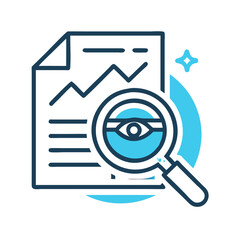 Aufkleber - Data analysis with magnifying glass focused on business report
