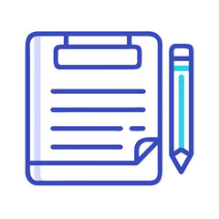 Poster - Clipboard with document and pencil icon line art