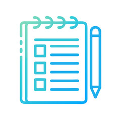 Poster - Gradient notepad and pen icon on White Background design