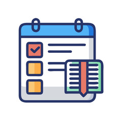 Poster - Calendar with checklist and notes icon for time management