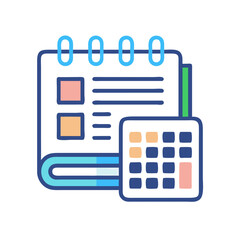 Poster - Colorful calendar and calculator icons on White Background design