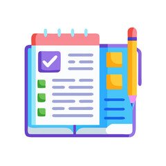 Poster - Stylized notebook and pencil graphic emphasizing productivity planning