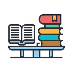 Poster - Stack of books and open book on platform