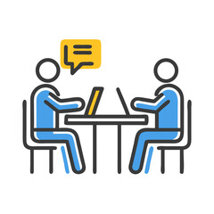 Aufkleber - meeting with digital discussion in minimalist graphic color style