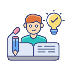Poster - Icon of a student with an idea and book