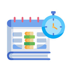 Poster - stylized calendar icon with clock represents schedule and planning