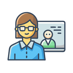 Poster - Online meeting avatar flat style design with White Background