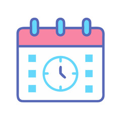 Poster - A flat calendar icon with clock on a black backdrop