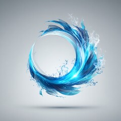 Poster - A swirling blue circular formation with radiant light and water droplet effects