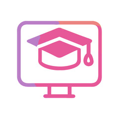 Poster - Online graduation education learning concept graduation cap on computer