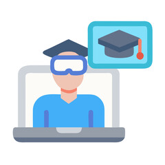 Poster - Online graduation flat icon style for education concepts