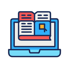 Poster - Laptop with digital books representing online education concept