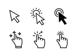 Poster - Illustration of various cursor and hand click icons on a white background in a vector format