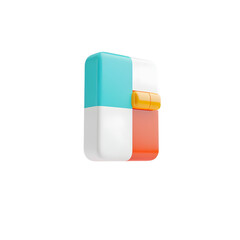 Poster - A colorful abstract block structure with blue white orange and red on a black background in a d render