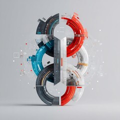 Poster - Complex circular futuristic technology structure with data visualization elements