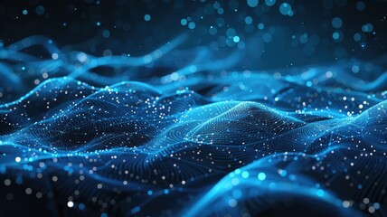 Leinwandbilder - Abstract picture micro light sparkling particle represent data flow. Vivid flowing wave with high tech texture, create digital effect scene perfect for energetic and fantasy wallpaper design. AIG53.