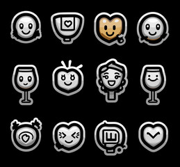Poster - Whimsical Icon Collection: A curated collection of charming icons, each designed with playful shapes and expressive features against a clean, contemporary backdrop.