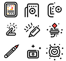Fototapete - Diverse Vector Icon Set: A meticulously designed collection of vector icons showcases a range of graphic elements, ideal for digital interfaces, branding, or any creative project.