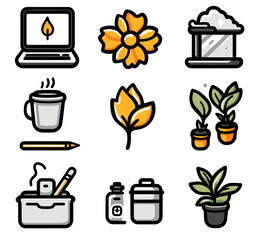 Poster - Modern Icons: A collection of contemporary icons, each artfully designed, ready to enhance any project's visual narrative. Showcasing various themes and concepts.