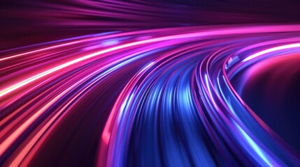 Fototapete - This abstract image showcases vivid light effects with dynamic curves and motion blur, perfect for backgrounds in digital and creative projects.