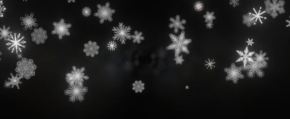 Poster - Enchanting Snowfall: Spectacular 3D Illustration Showcasing Falling Holiday Snowflakes