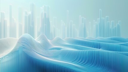Fototapete - Abstract flowing light wave effect in digital technology design. Seamless modern art of energy in cyberspace create electric system with diagram pattern perfect for futuristic style background. AIG53.