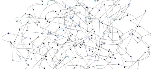 Poster - Abstract illustration of a network graph with nodes and connections. Ideal for technology, data science, and connectivit
