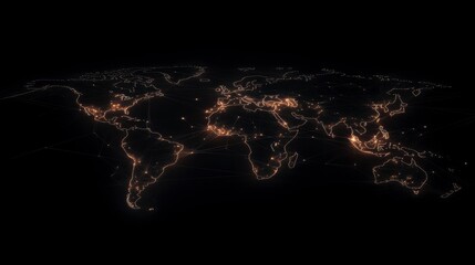 Poster - Glowing world map depicting global connection and network.