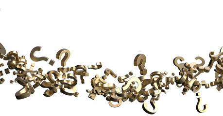 Poster - Infinite question marks on a plane, original three dimensional illustration.