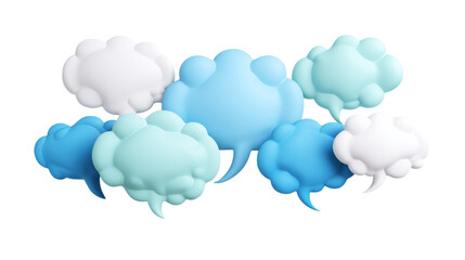 Poster - 3d cloud rendering pastel colors sky blue white light blue weather forecast abstract background wallpaper design on transparent background