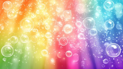 Wall Mural - Colorful background with bubbles, soap bubbles on a rainbow-colored background