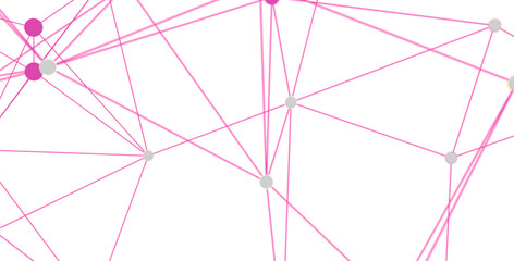 Leinwandbilder - Stock photo of an abstract network connection with pink lines and dots. Perfect for technology, communication, and networking concepts.