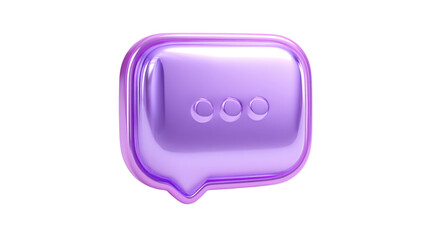 Poster - Purple speech bubble icon message notification chat communication social media render graphic illustration on transparent background