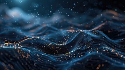 Fototapete - Experience a captivating abstract tech background featuring dynamic light effects and flowing patterns. Perfect for creative projects and digital designs.