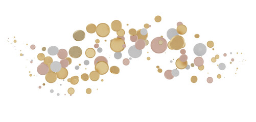 Poster - gold  Delight: Captivating 3D Illustration of Joyful gold Confetti