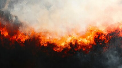 Aufkleber - Abstract fiery inferno background with orange, red, and black smoke and flames.