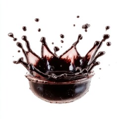 Poster - Chocolate Syrup Splash in Bowl Studio Shot on White Background High Speed Photography Liquid Dessert Sweet Treat