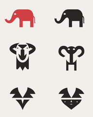 Fototapete - Animal Shape Graphic Set: A collection of creative minimalist animal shape design elements, perfect for logo design, graphic elements or general visual aesthetics.