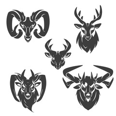Poster - Symbolic Wilderness: A collection of meticulously designed animal head illustrations, celebrating the raw beauty of nature and wildlife, with a touch of artistic flair. 